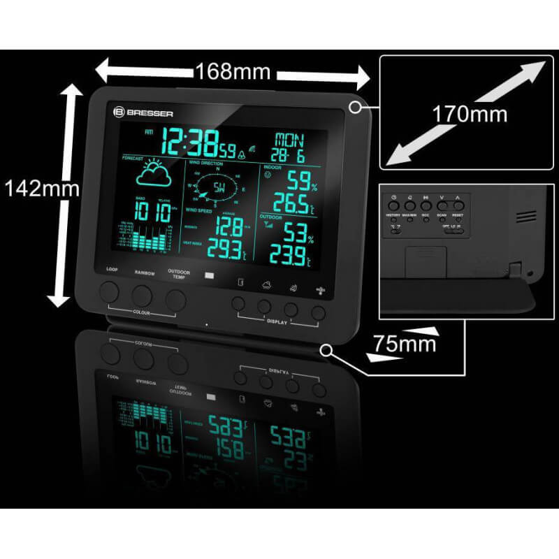 Station météo professionnelle 5 en 1 avec changement de couleur